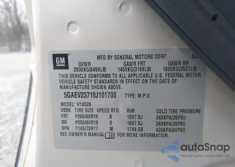 2008 Buick Enclave Cxl z USA, uszkodzony, nr VIN 5GAEV23718J101700